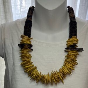 Yellow and Brown Wooden Necklace